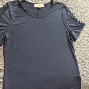 MICHAEL Michael Kors Short Sleeve Navy Top with Lattice Detail